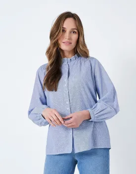 Crew Clothing Ines Blue Stripe Blouse