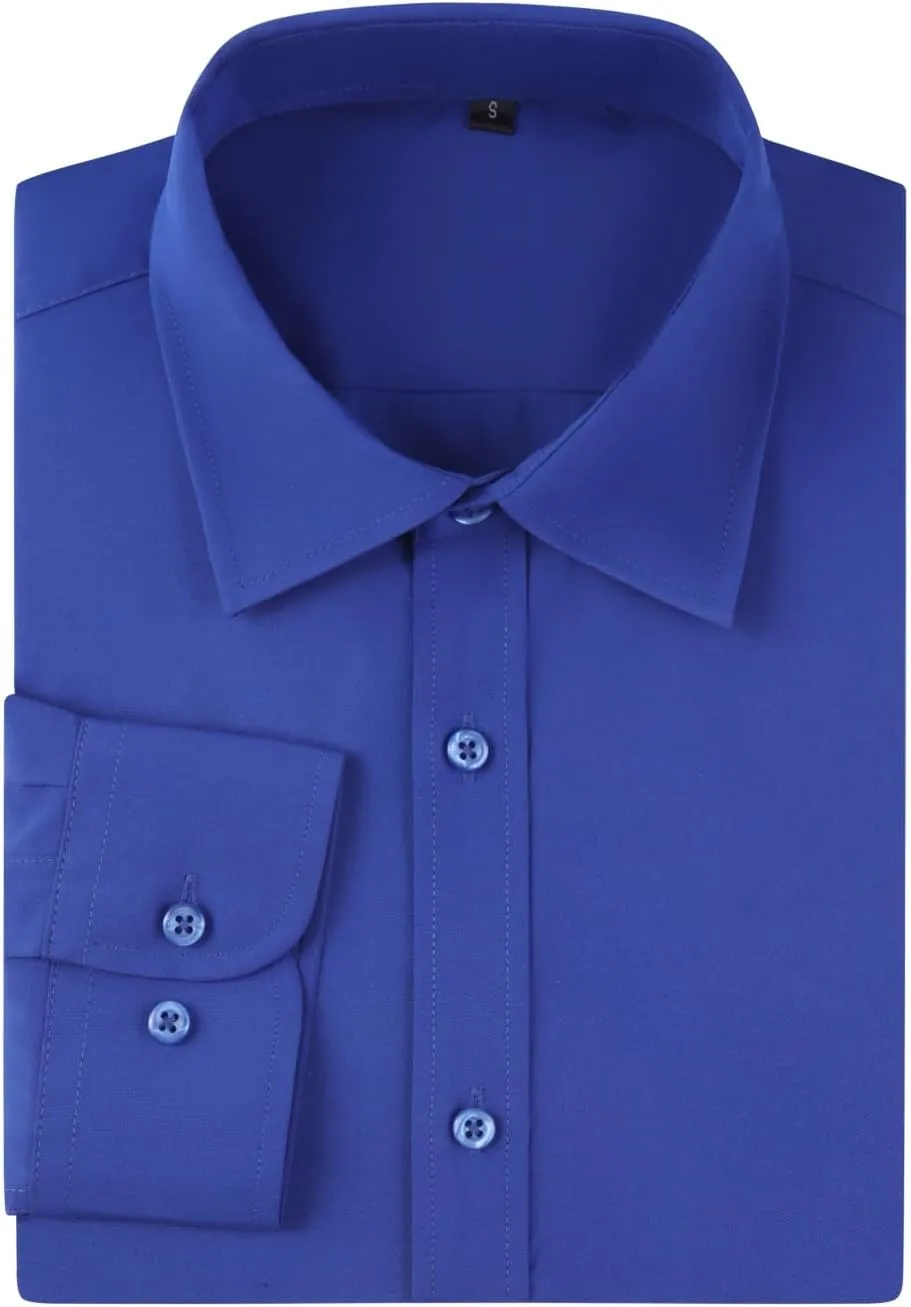 Dress Shirts for Men's Long Sleeve Button Down Shirt Slim Fit Business Formal Stretch Shirt