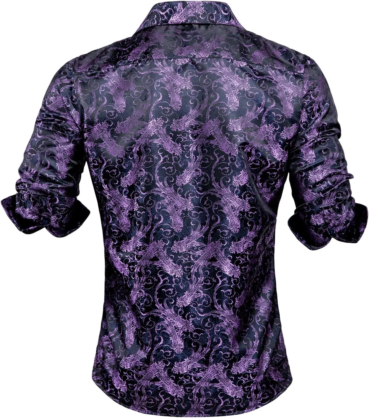 Dubulle Solid Mens Dress Shirt Satin Long Sleeve Business Casual Button Down Shirt with Pocket for Men
