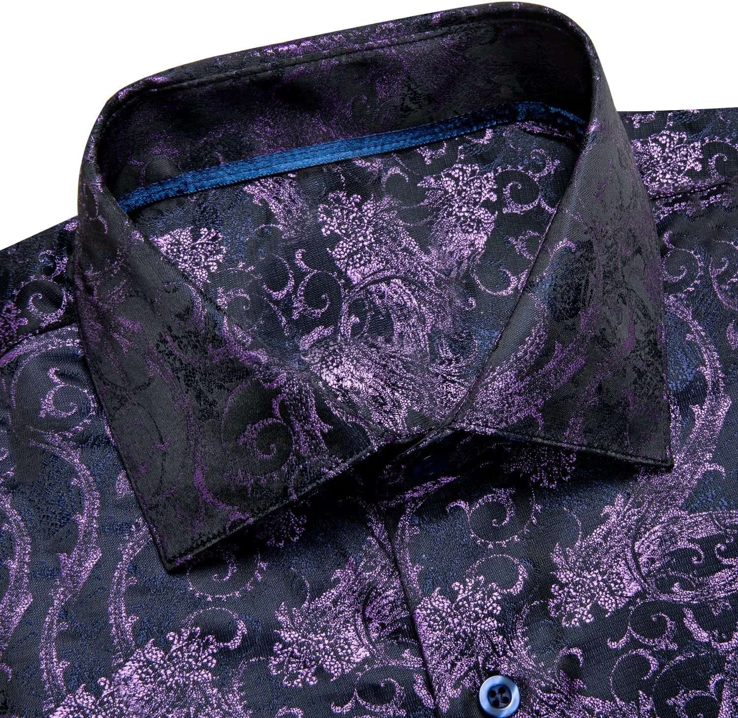 Dubulle Solid Mens Dress Shirt Satin Long Sleeve Business Casual Button Down Shirt with Pocket for Men