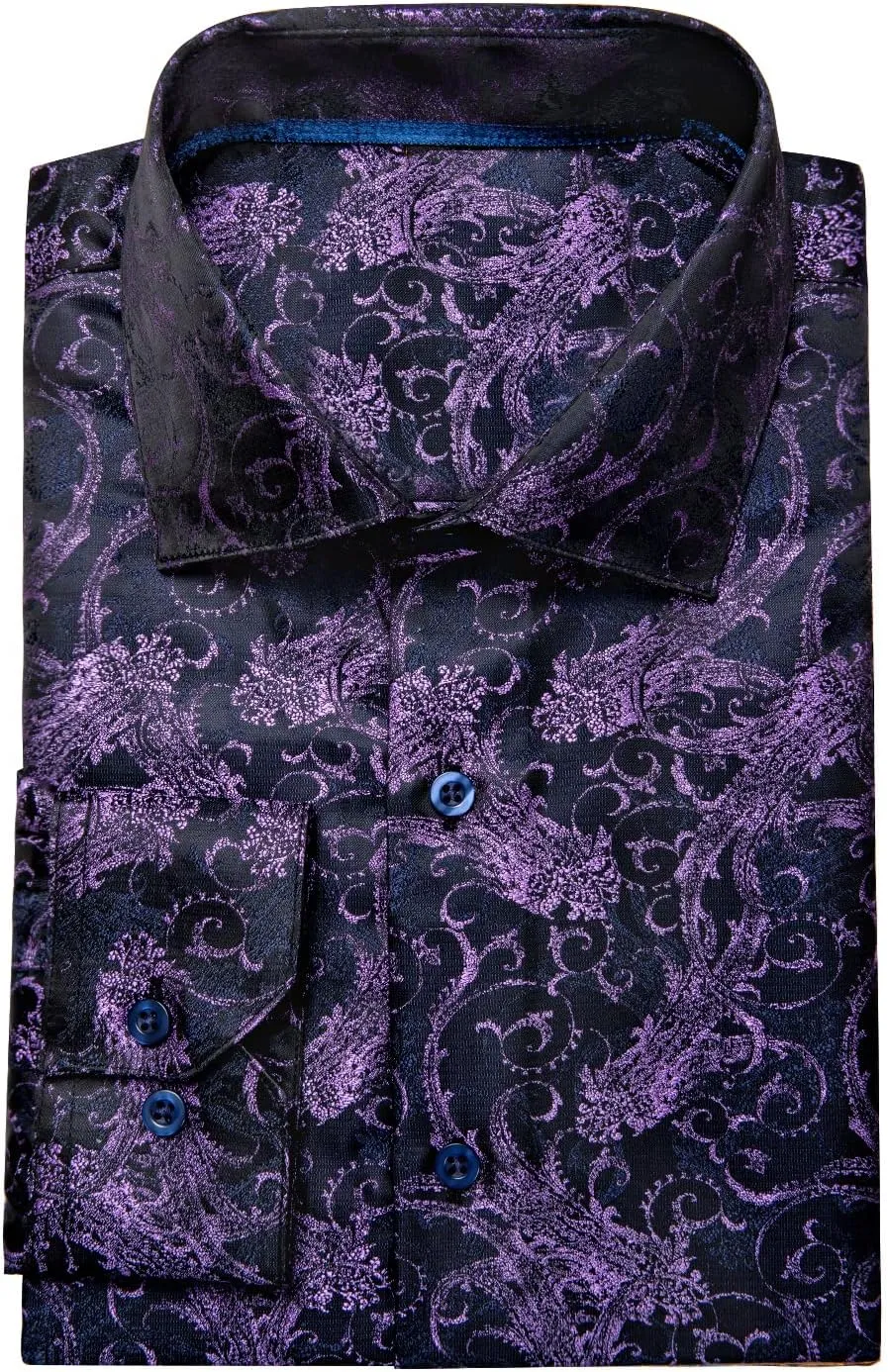 Dubulle Solid Mens Dress Shirt Satin Long Sleeve Business Casual Button Down Shirt with Pocket for Men