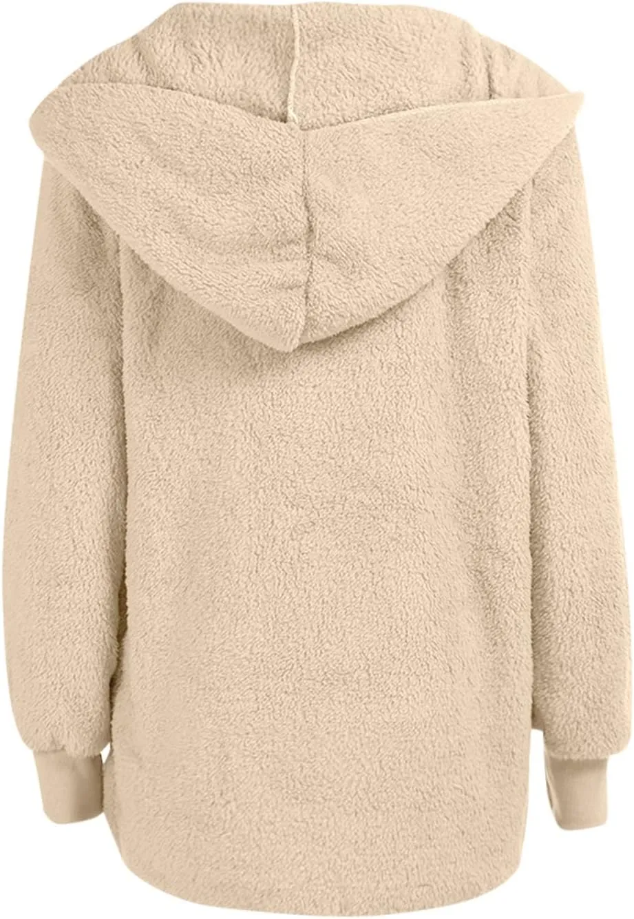 Fleece Jackets for Women Fuzzy Open Front Oversized Cardigan Hooded Sherpa Jacket Fluffy Winter Coats with Pockets