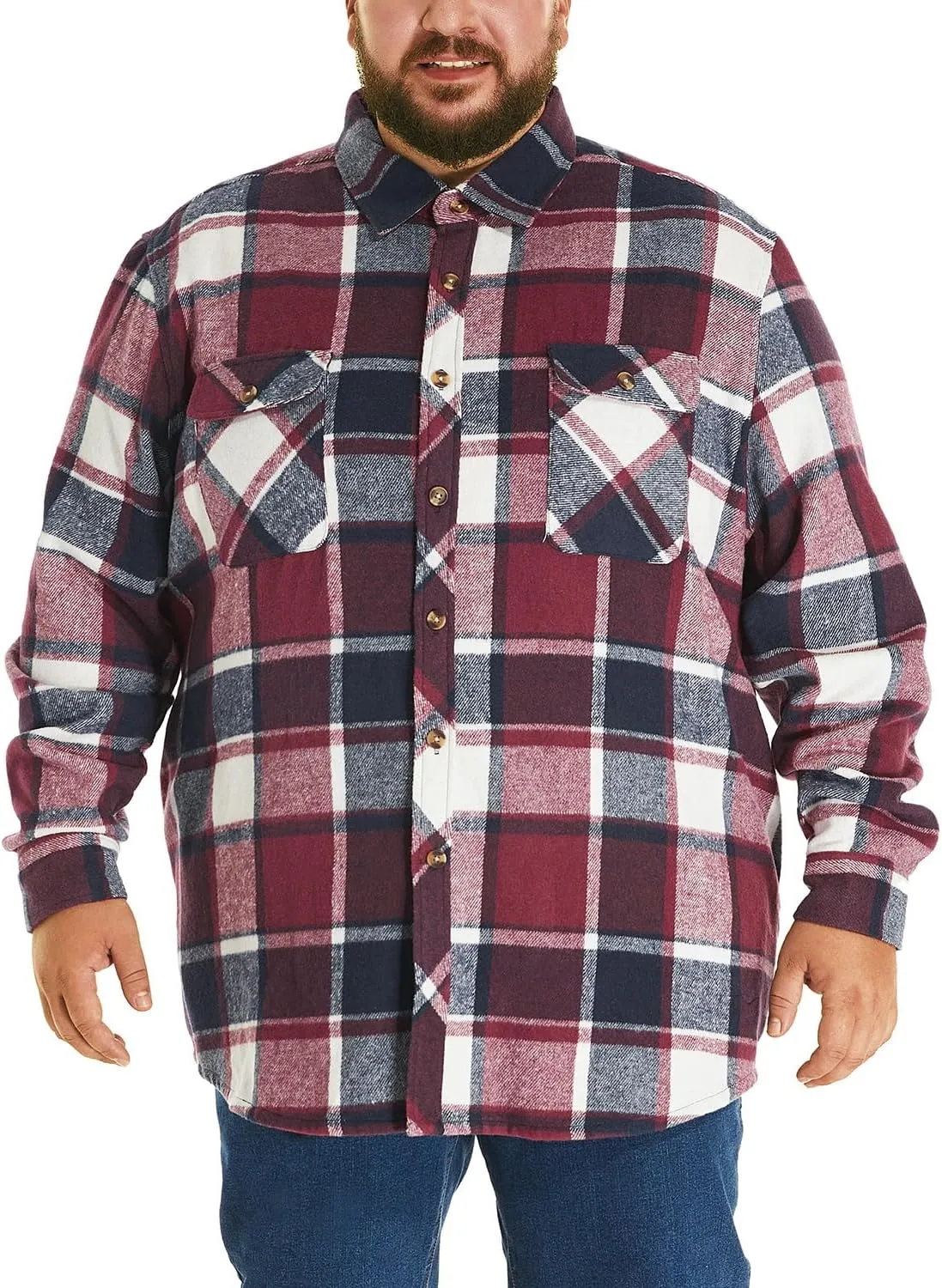 HOdo Big and Tall Mens Heavyweight Flannel Shirt 2XL- 6XL Button Down Shirt