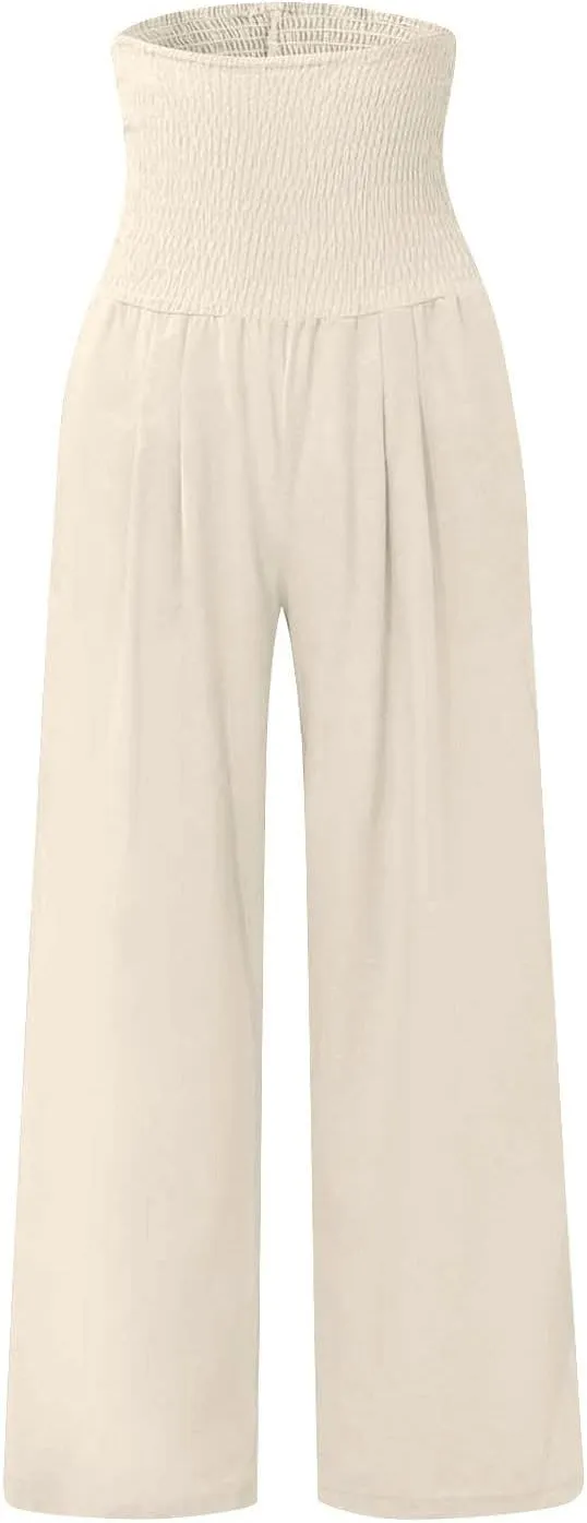 Ladies Wide Leg Trousers Fashion Solid Color Summer Women's High Waisted Trendy Pants Straight Leg 2024 Loose