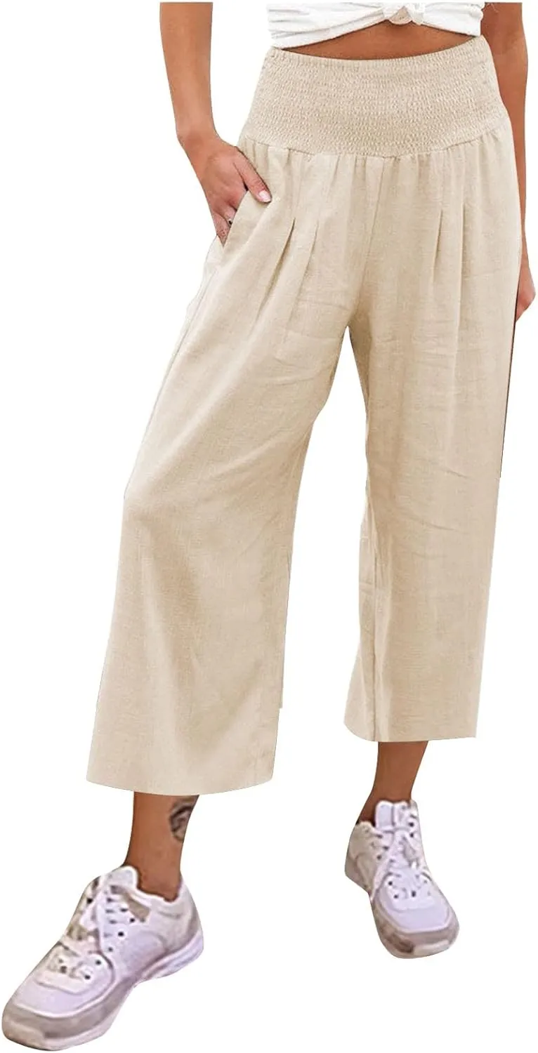 Ladies Wide Leg Trousers Fashion Solid Color Summer Women's High Waisted Trendy Pants Straight Leg 2024 Loose