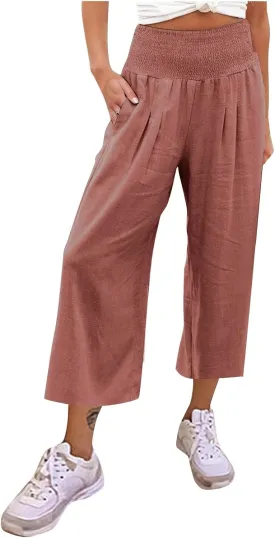 Ladies Wide Leg Trousers Fashion Solid Color Summer Women's High Waisted Trendy Pants Straight Leg 2024 Loose