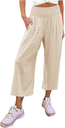 Ladies Wide Leg Trousers Fashion Solid Color Summer Women's High Waisted Trendy Pants Straight Leg 2024 Loose