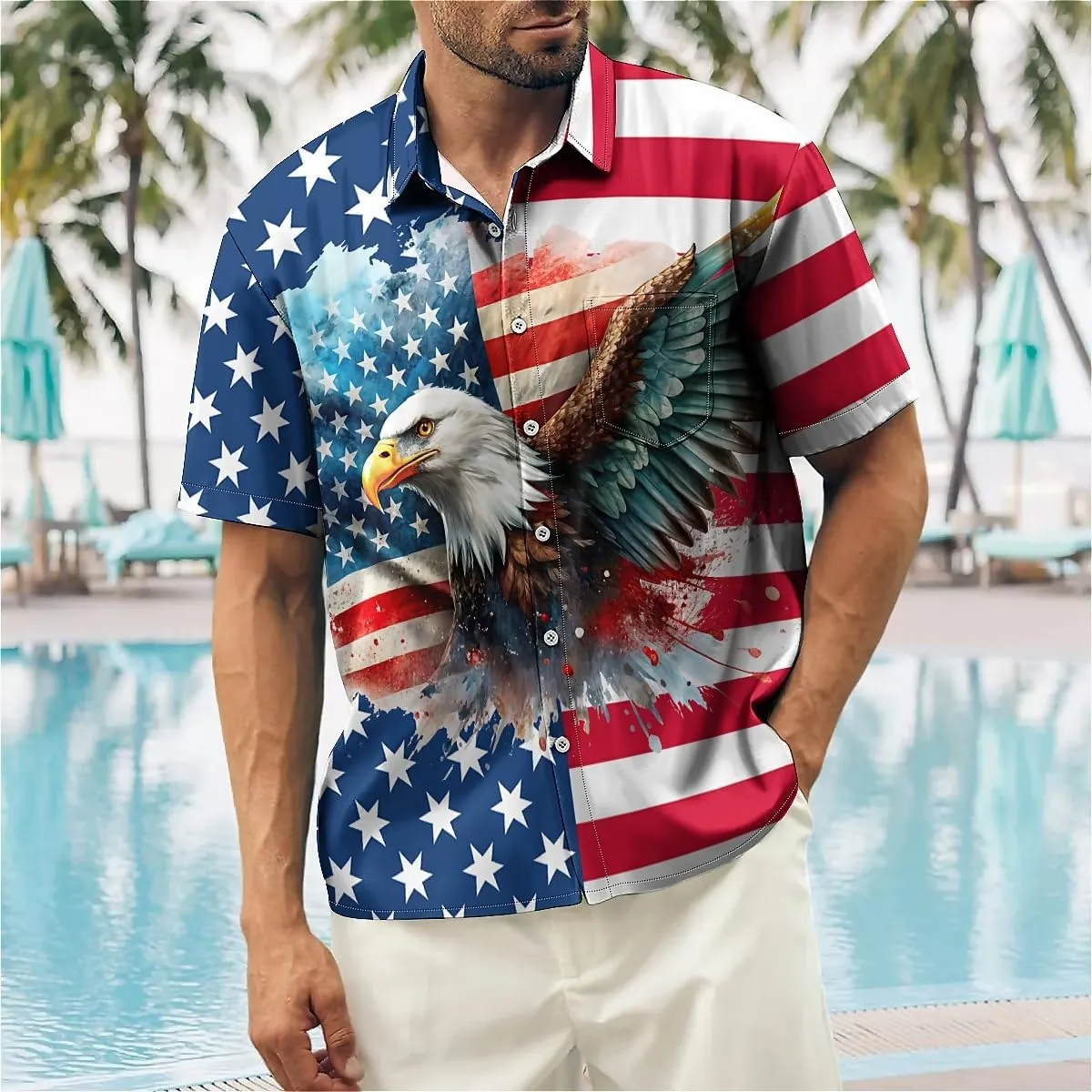 Mens Button Down Short Sleeve Shirt Shirt Collar Abstract Printed Shirts Casual Beach Tops
