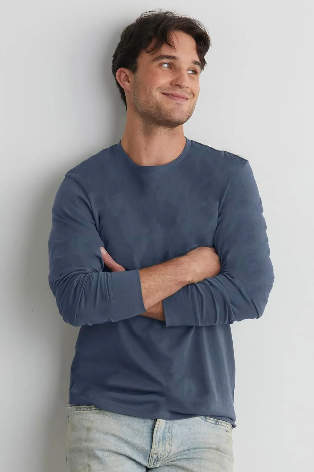 Men's Organic All-Cotton Long Sleeve Crew Neck T-Shirt