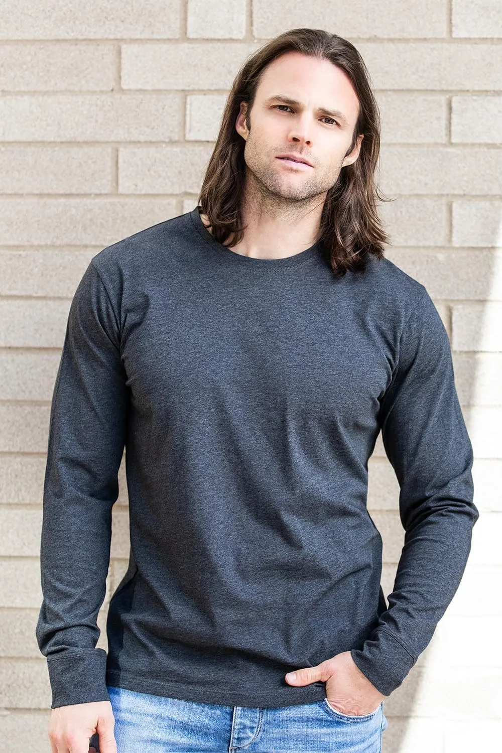 Men's Organic All-Cotton Long Sleeve Crew Neck T-Shirt