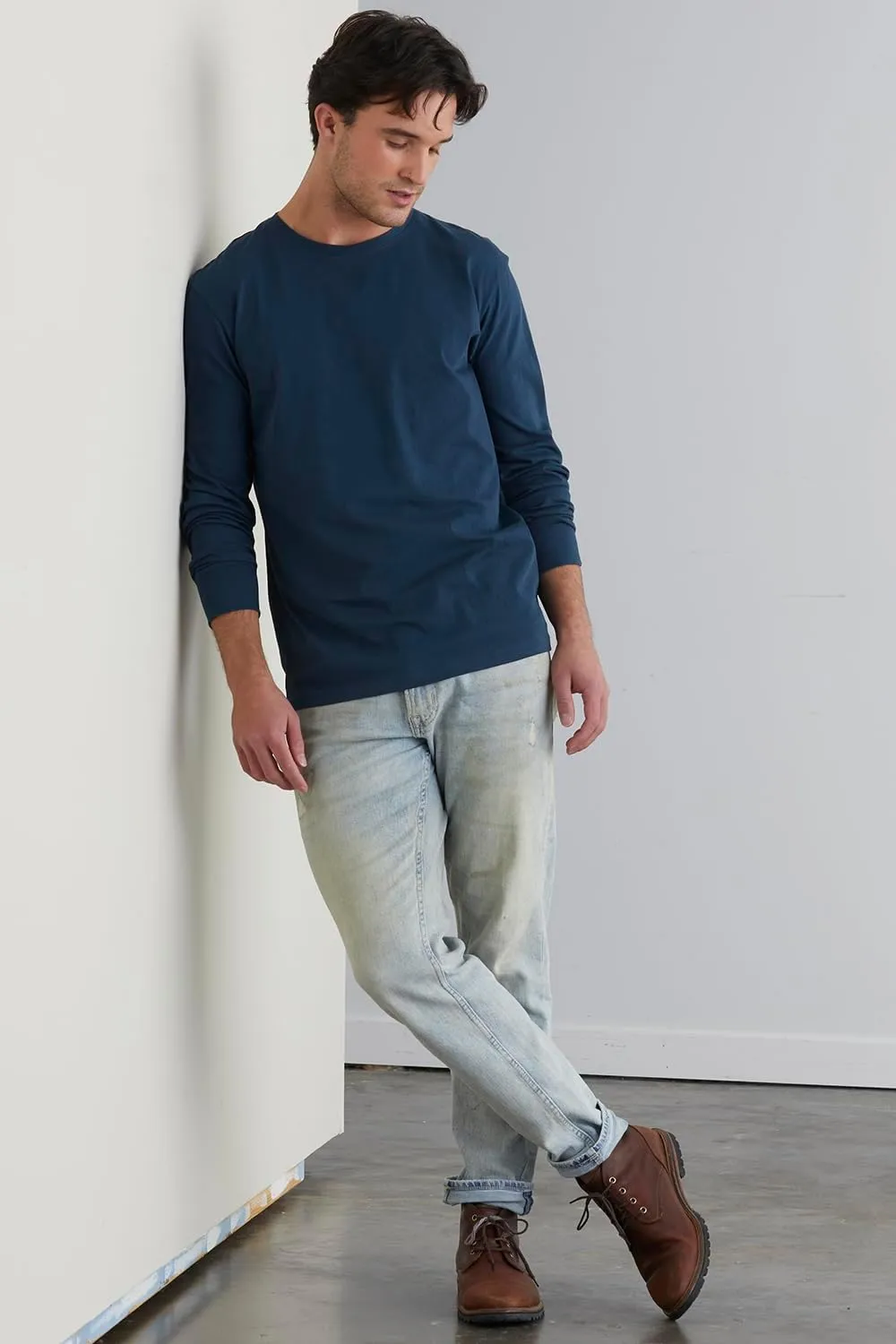 Men's Organic All-Cotton Long Sleeve Crew Neck T-Shirt