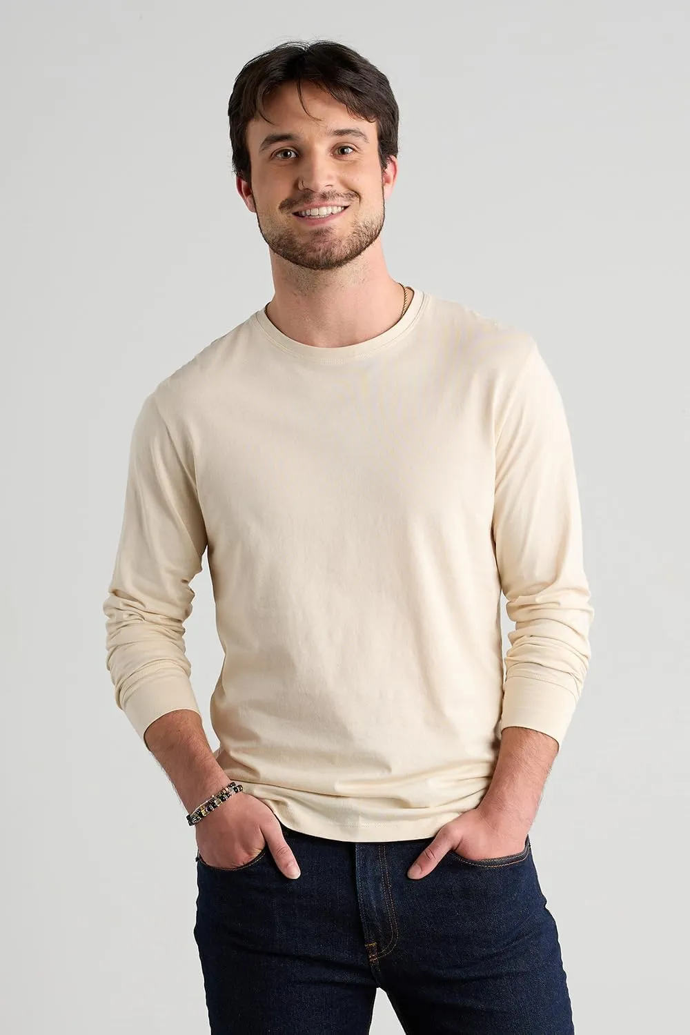 Men's Organic All-Cotton Long Sleeve Crew Neck T-Shirt