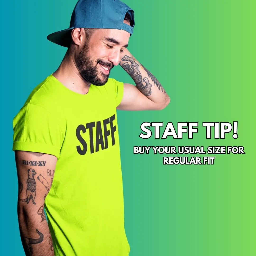 Men's Staff T-Shirt Front Back Print Tee Event Uniform Tshirt