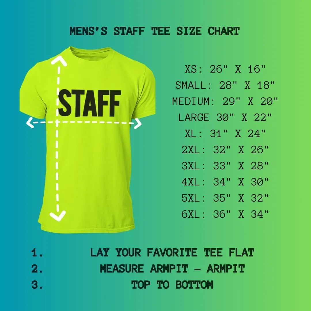 Men's Staff T-Shirt Front Back Print Tee Event Uniform Tshirt