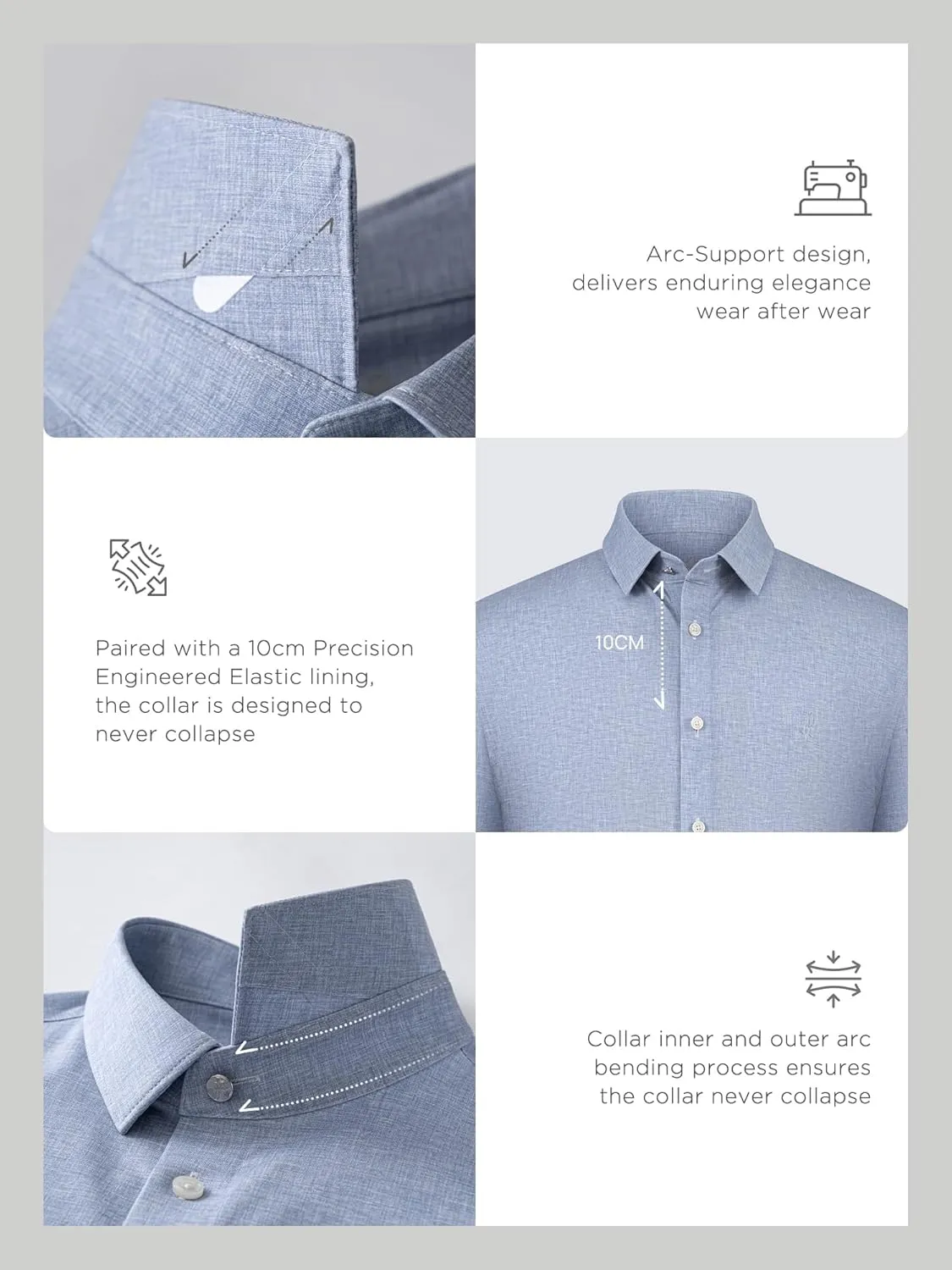 Mens Stretch Checkered Shirt- Wrinkle Free No Iron Slim Fit Breathable Dress Shirt for Office Travel