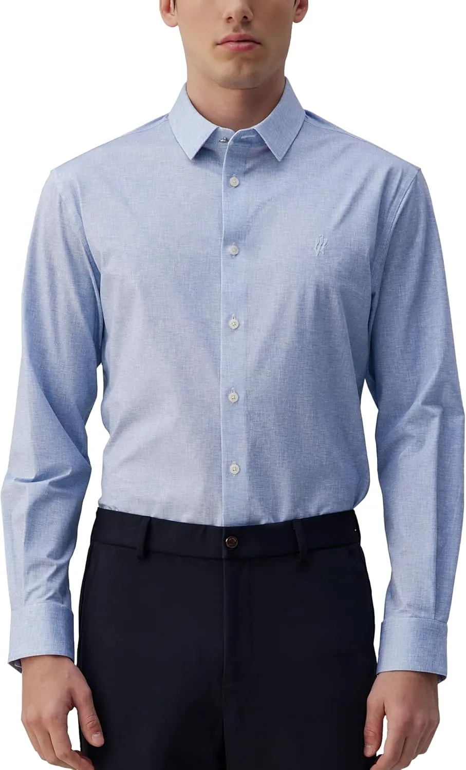 Mens Stretch Checkered Shirt- Wrinkle Free No Iron Slim Fit Breathable Dress Shirt for Office Travel