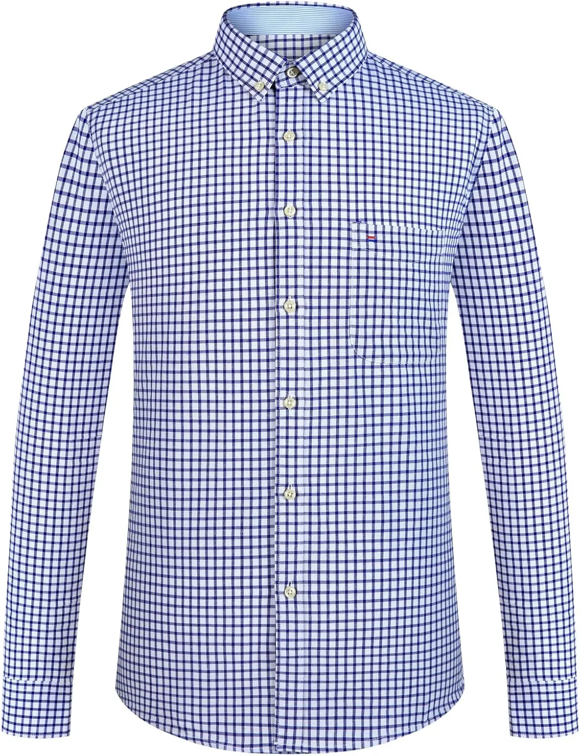 Men's Stylish Cotton Blend Casual Oxford Shirt, Breathable Long Sleeve Button Down Collar Work Shirt