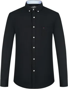 Men's Stylish Cotton Blend Casual Oxford Shirt, Breathable Long Sleeve Button Down Collar Work Shirt