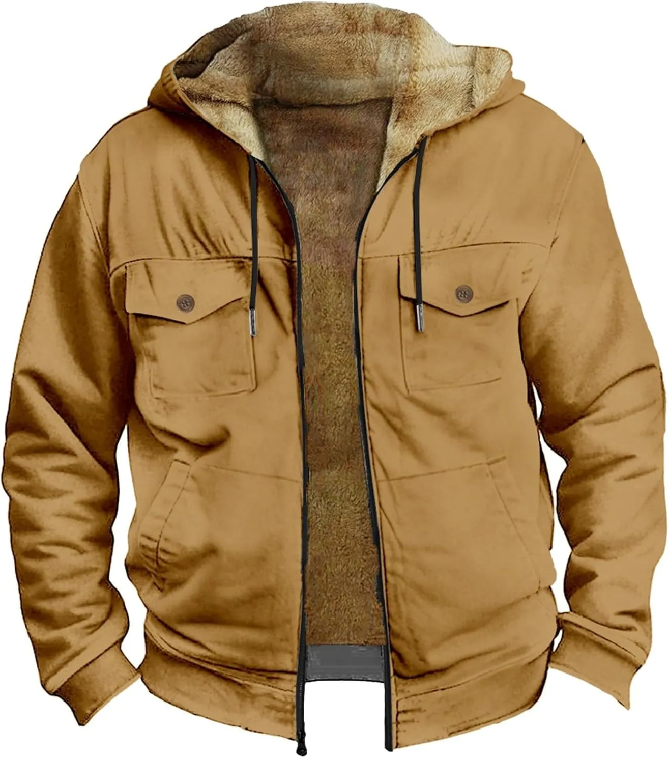 Men's Thermal Hooded Puffer Jacket Fleece Hooded Sweater Men's Winter Jacket Thick Thermal Puffer Jacket for Men