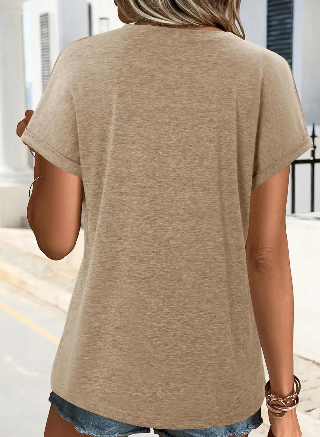 onlypuff Casual Womens Top Short Sleeve Summer Shirts Cute Tee Shirt Loose Tunic Top 2025 Fashion Trendy