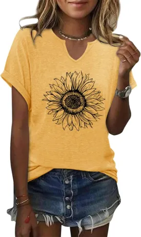 onlypuff Casual Womens Top Short Sleeve Summer Shirts Cute Tee Shirt Loose Tunic Top 2025 Fashion Trendy