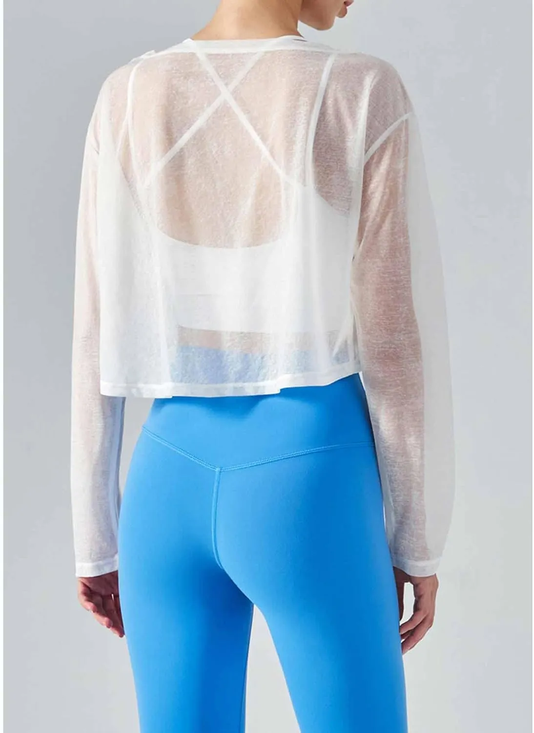 Perbai Womens UPF 50  Sun Shirts Mesh Crop Top Lightweight Long Sleeve Workout Yoga Top