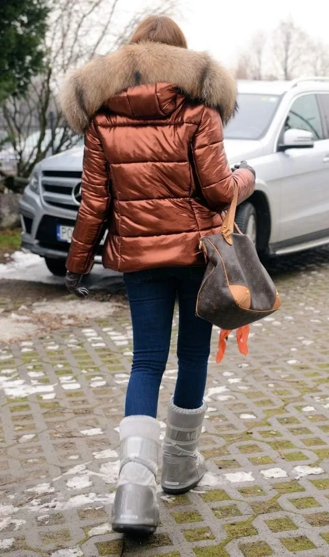 Roiii Women Winter Warm Down Jacket Thick Slim Flash Coat Down Outdoor Hood Parka Short Slim Jacket Black