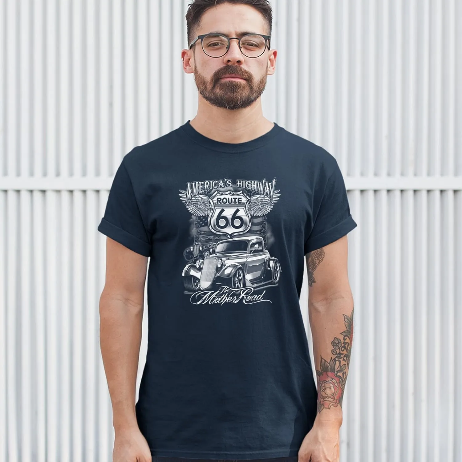 Route 66 America's Highway T-Shirt Biker Classic Historic Men's Novelty Shirt
