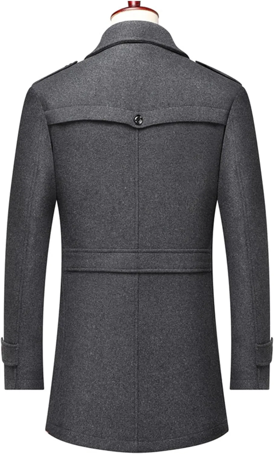 SOMTHRON Men's Wool Blend Trench Coat Slim fit Single Breasted Notch Lapel Winter Jacket Business Pea Coat Overcoat
