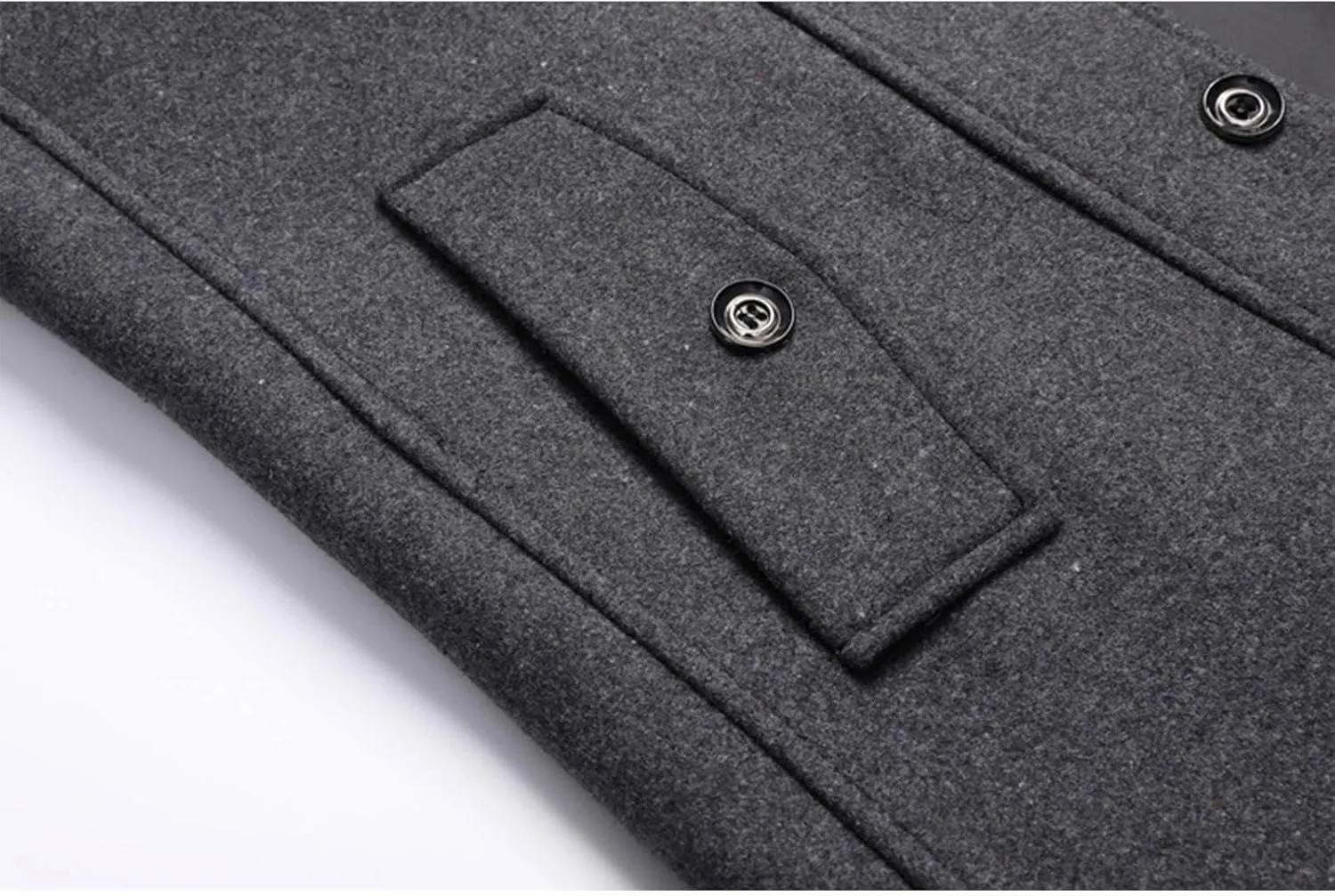 SOMTHRON Men's Wool Blend Trench Coat Slim fit Single Breasted Notch Lapel Winter Jacket Business Pea Coat Overcoat