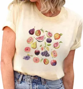 Strawberry Shirt Peach T-Shirt Vintage Boho Kawaii Fruit Graphic Tees Shirt Gift for Women Garden Clothing