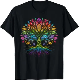 Tree Life Rainbow LGBTQ Cool Gay Pride Flag Ally Kids Men T-Shirt