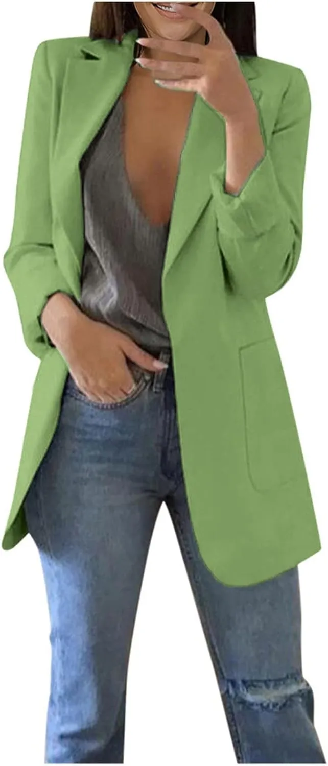 Womens Casual Blazers Lightweight Blazer Jackets Ladies Plus Size Open Front Outwear Cardigans Long Sleeve Work Office Jacket