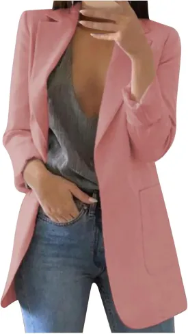 Womens Casual Blazers Lightweight Blazer Jackets Ladies Plus Size Open Front Outwear Cardigans Long Sleeve Work Office Jacket