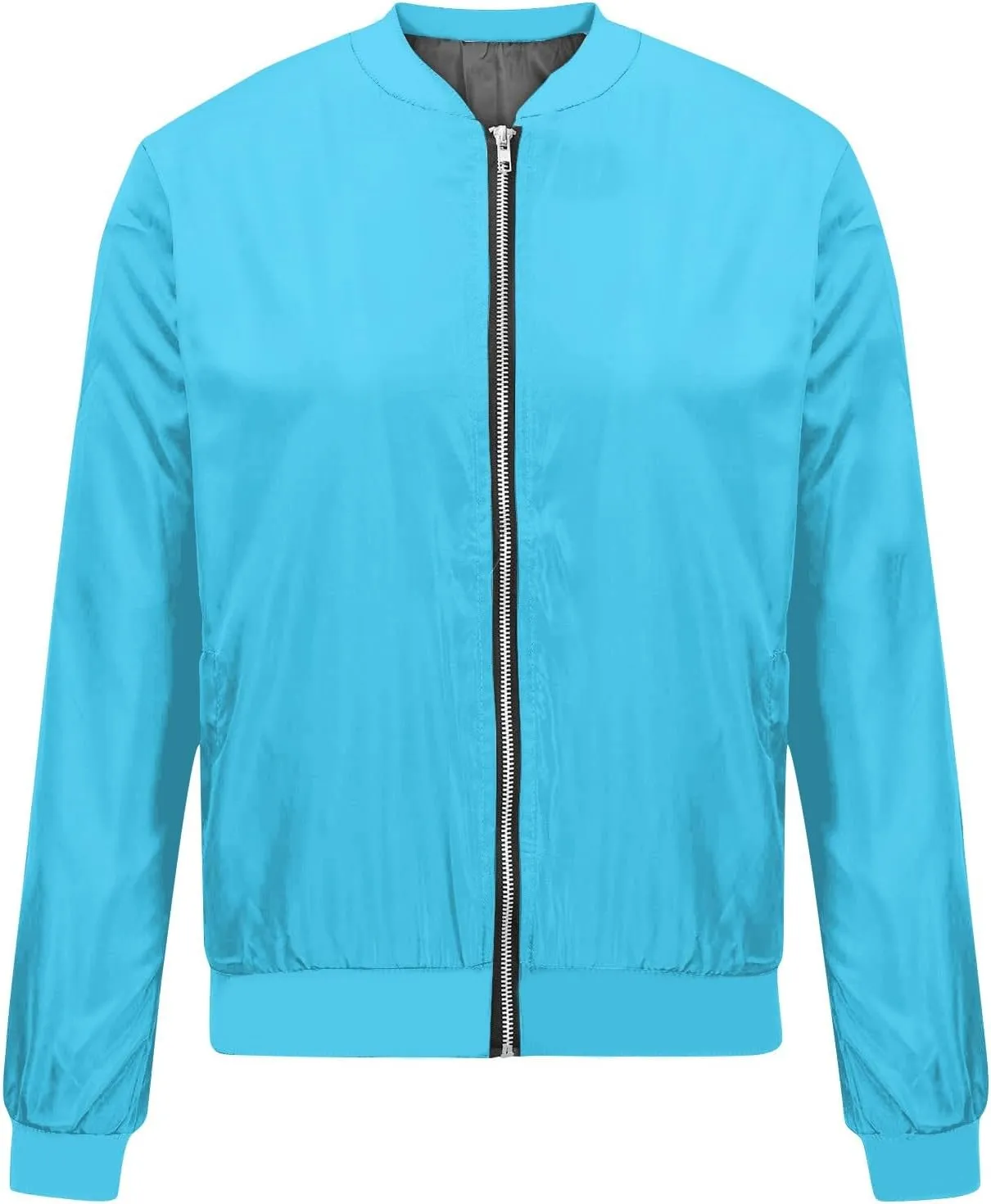 Women's Casual Crop Bomber Jackets Zip Up Long Sleeve Coat Lightweight Windbreaker Fall Baseball Coats Outwear